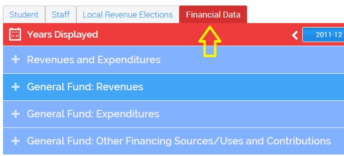 image showing the financial data tab. 